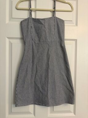 Brandy Melville Blue & White Pinstripe Spaghetti Strap Mini Dress